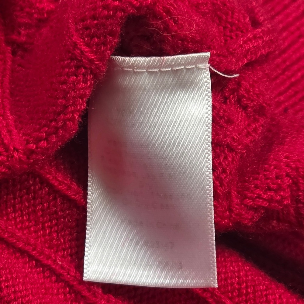 Talbots Petites Cable Knit Sweater Women's Size P Red Button Cuff Crew Neck - Picture 4 of 7